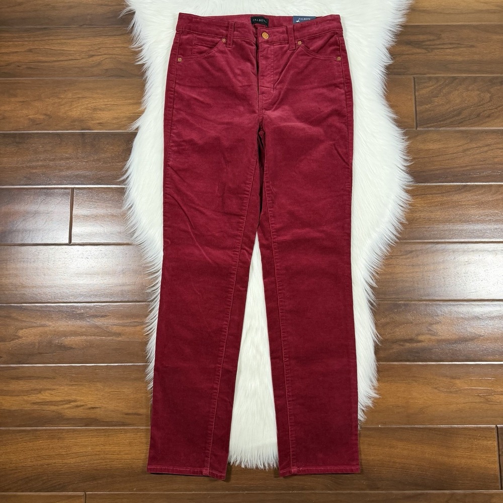 Talbots Women's Size 2 Petite Corduroy Straight Leg Full Length Pants High Waist